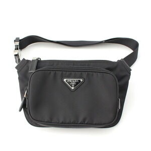 Prada Triangle Logo Re Saffiano Waist Bag Black